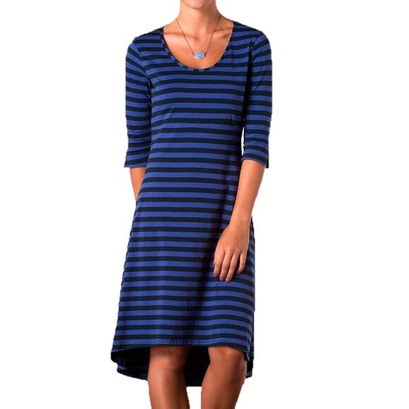 Horny Toad and Co Size XS Keyboard Dress Striped Organic Cotton Purple Black - Picture 1 of 7